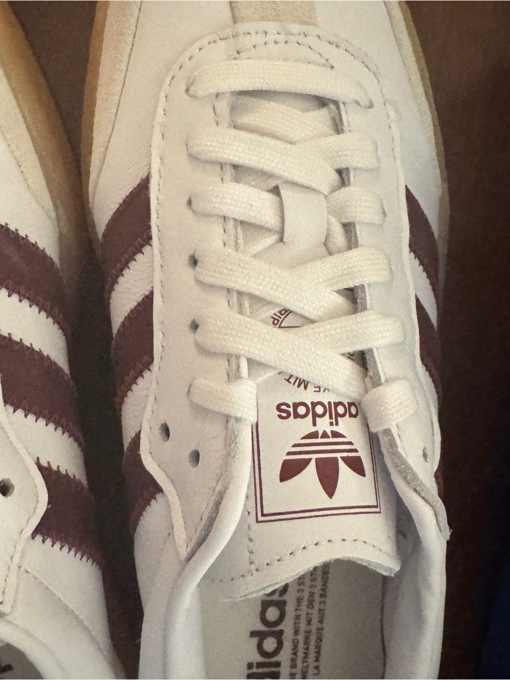 Adidas Samba OG Womens 8.5 White Burgundy Gum Sole Sneakers NWT Classic Trend - Picture 8 of 10